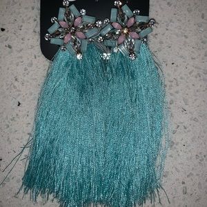 Blue tassel earrings